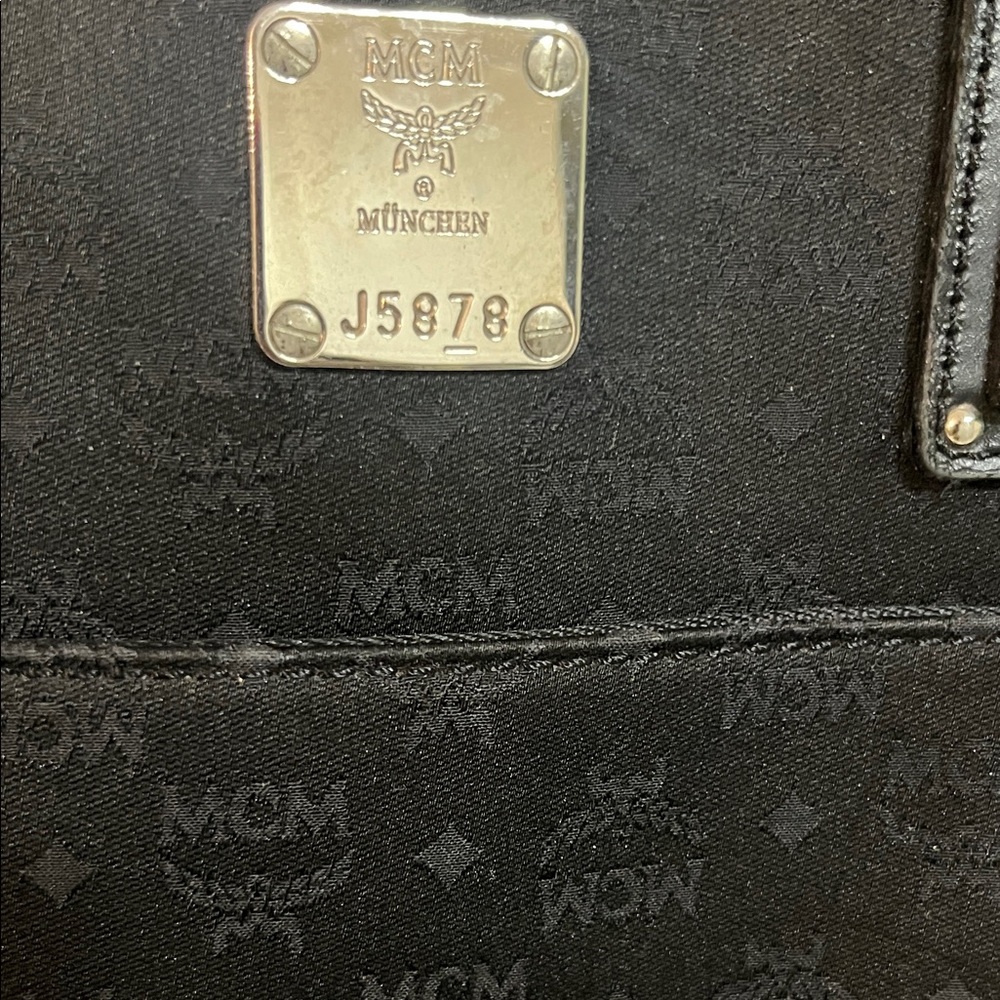 MCM Black Canvas Laptop Briefcase with Silver Hardware - Picture 5 of 11